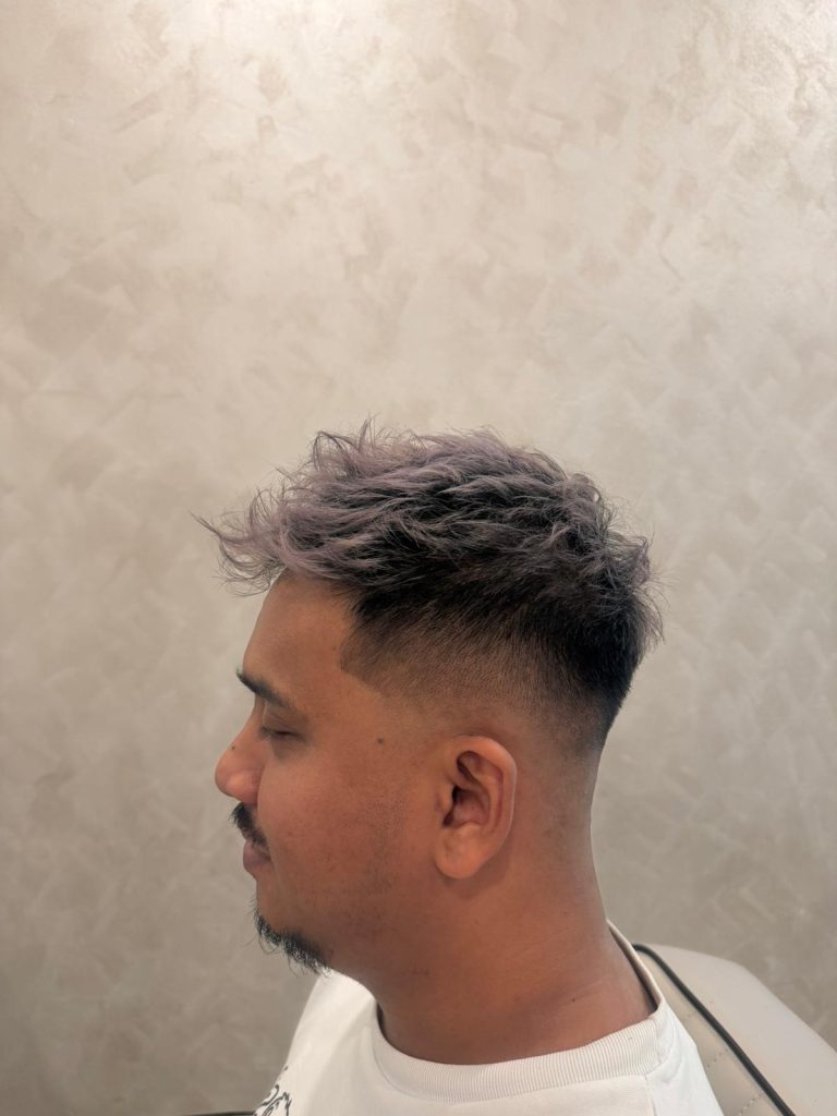 Men’s Hair Colour & Haircut in Orchard, Singapore – Modern Fade with Textured Finish after