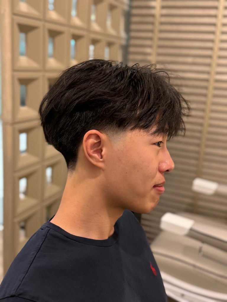 Korean Two-Block Haircut with Low Taper Fade in Orchard Singapore after