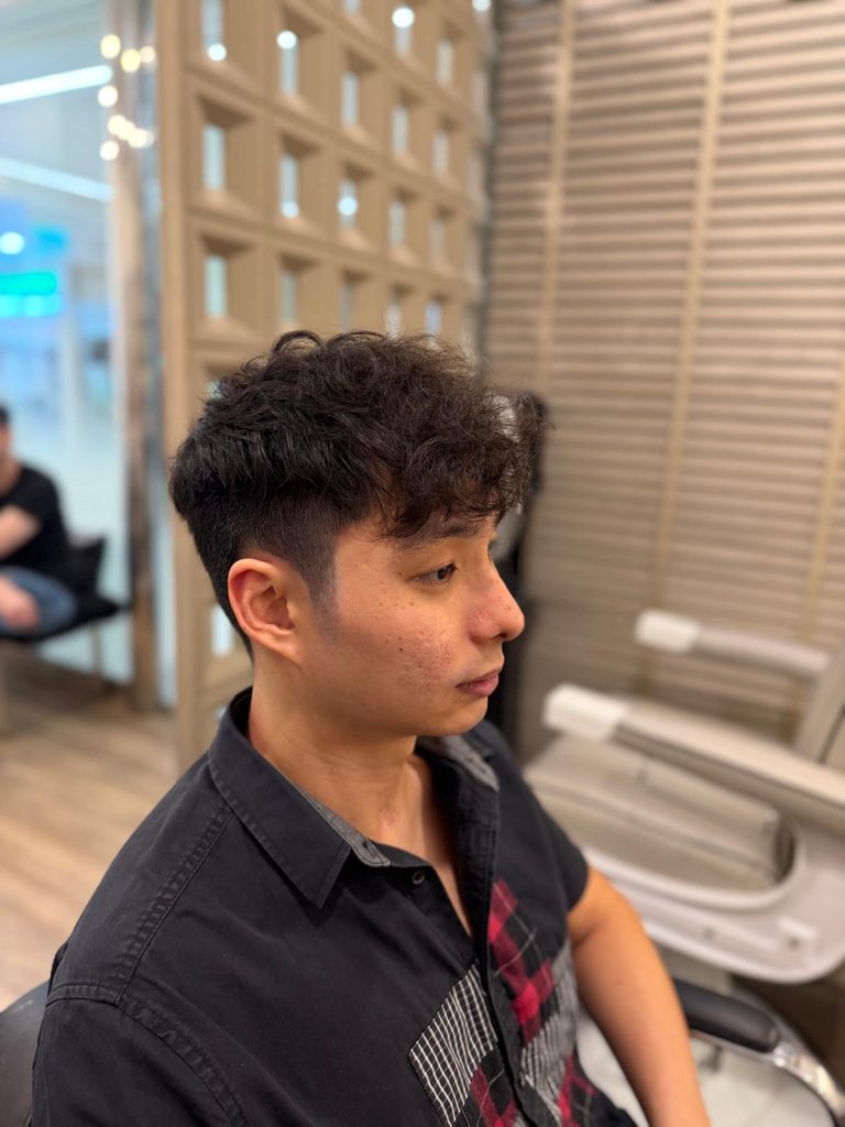 Men’s Curly Haircut with Low Fade in Orchard Singapore | Fresh Transformation after
